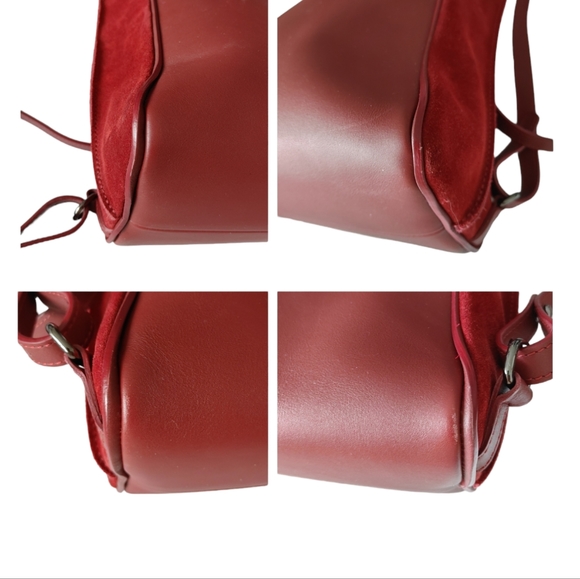 Longchamp Burgundy Suede & Leather Tassel Backpack - Picture 10 of 16